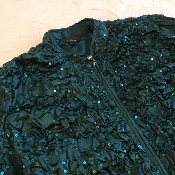 S Levine, Sequined Jacket, Size XL, green color - Picture 5 of 15